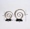 Aluminum Swirl Abstract Sculptures with Black Base – Modern Decor, Set of 2